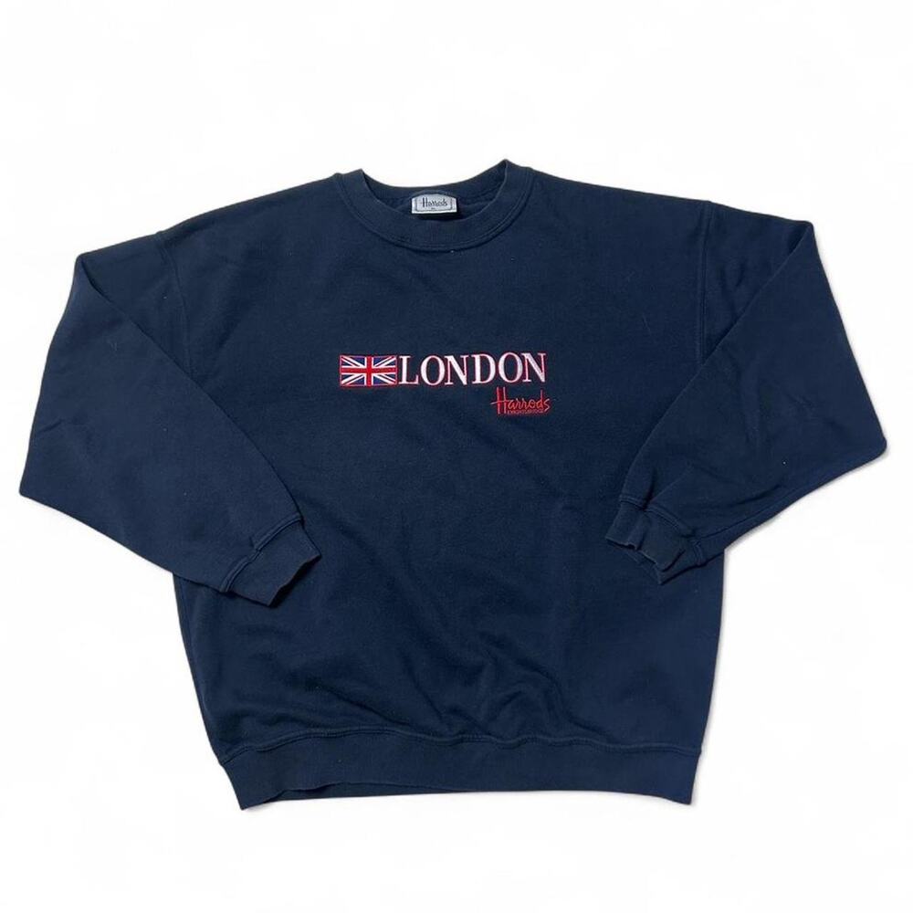 Harrods Knightsbridge 90s Vintage England Embroidered Sweatshirt XL